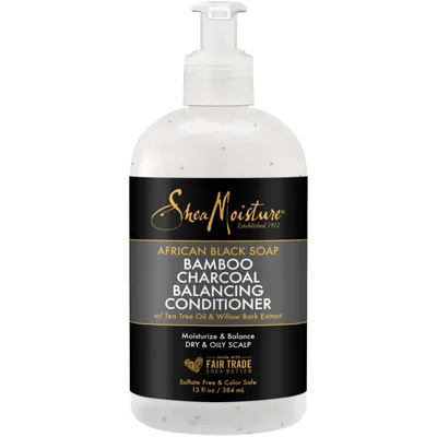 Sheamoisture African Black Soap Balancing Conditioner for dry and damaged hair Bamboo Charcoal with Tea Tree Oil and Willow Bark extract 384 ml