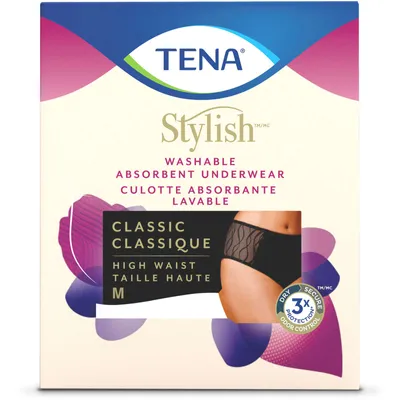 TENA Stylish Black Classic Brief Washable Absorbent Underwear M