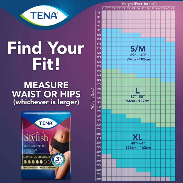 TENA Stylish Black Classic Brief Washable Absorbent Underwear M 1 EA - CTC  Health