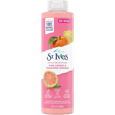 St. Ives Body Wash for sensitive skin Pink Lemon & Mandarin Orange certified cruelty-free by PETA 650 ml