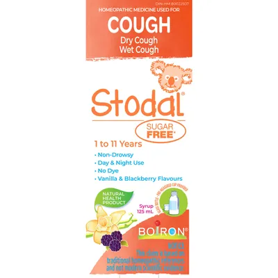 Children's Stodal Sugar Free Is a Homeopathic Syrup for Wet or Dry Cough in Children 1 to 11 Years of Age.