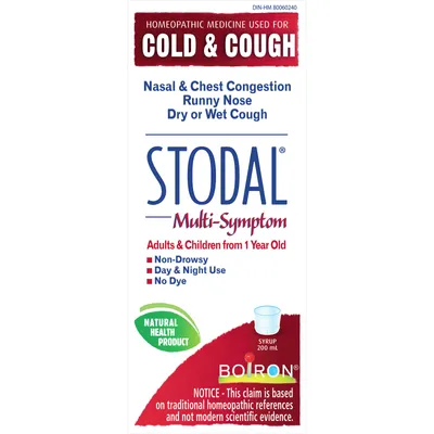 Stodal Multi-Symptom for Nasal & Chest Congestion, Runny Nose, Dry or Wet Cough and Minor Sore Throat