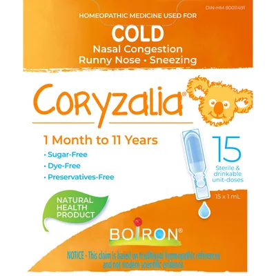 Children's Coryzalia for Cold and Cold Symptoms in Children 1 Month to 11 Years of Age