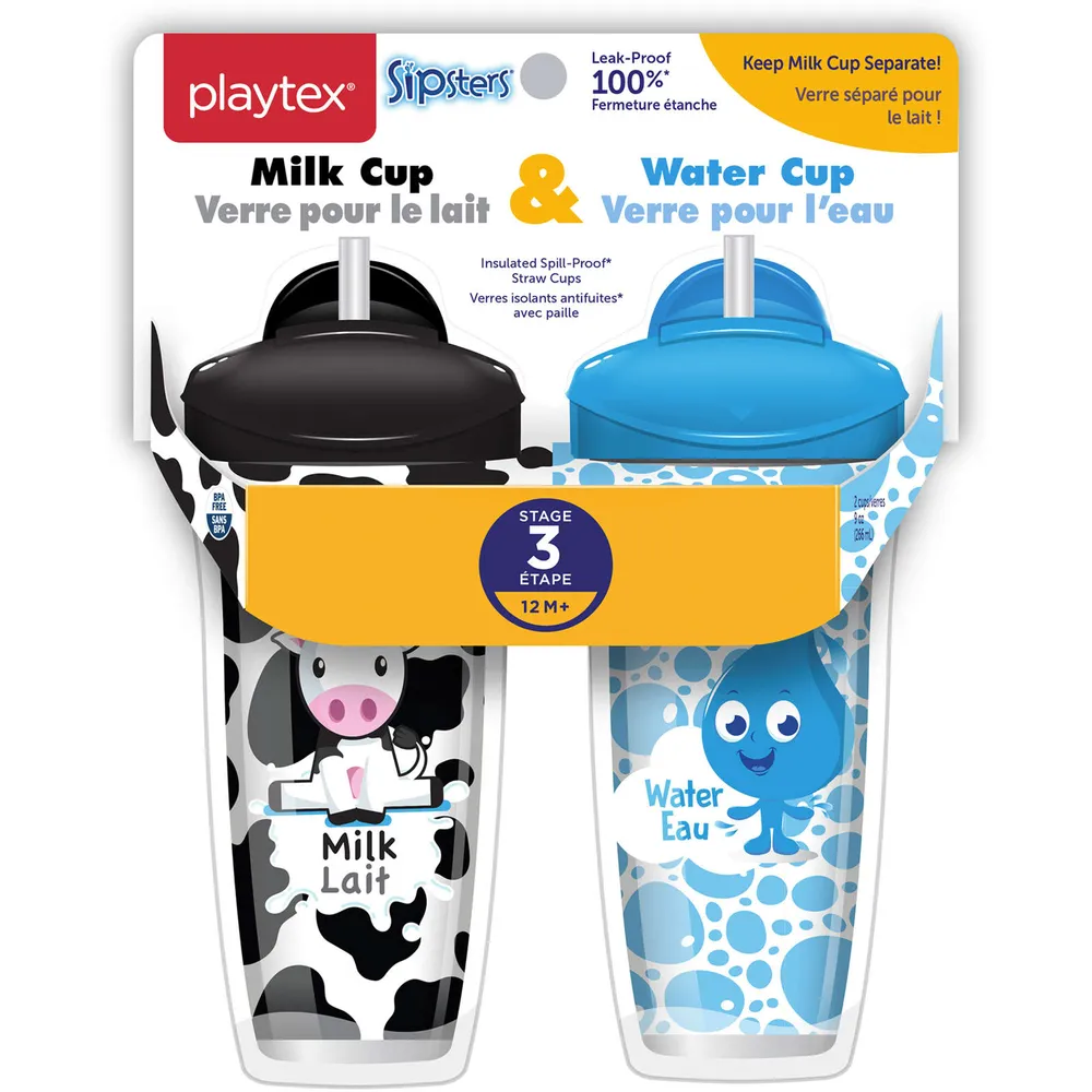 Sipsters Spill-Proof Milk & Water Straw Cups for Kids