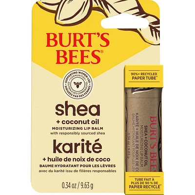 Shea and Coconut Oil Moisturizing Lip Balm Paper Tube, Natural Origin Lip Care