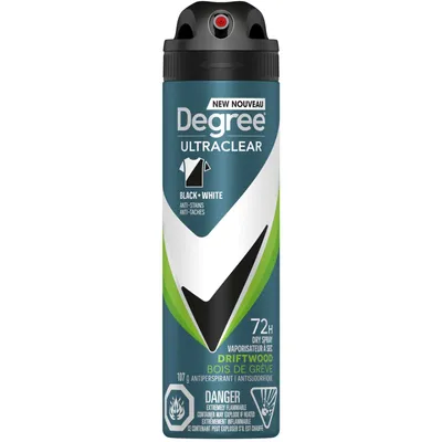 UltraClear Black+White Dry Spray Antiperspirant Deodorant for 72H Sweat & Odour Protection Driftwood Anti Yellow Stains and White Marks