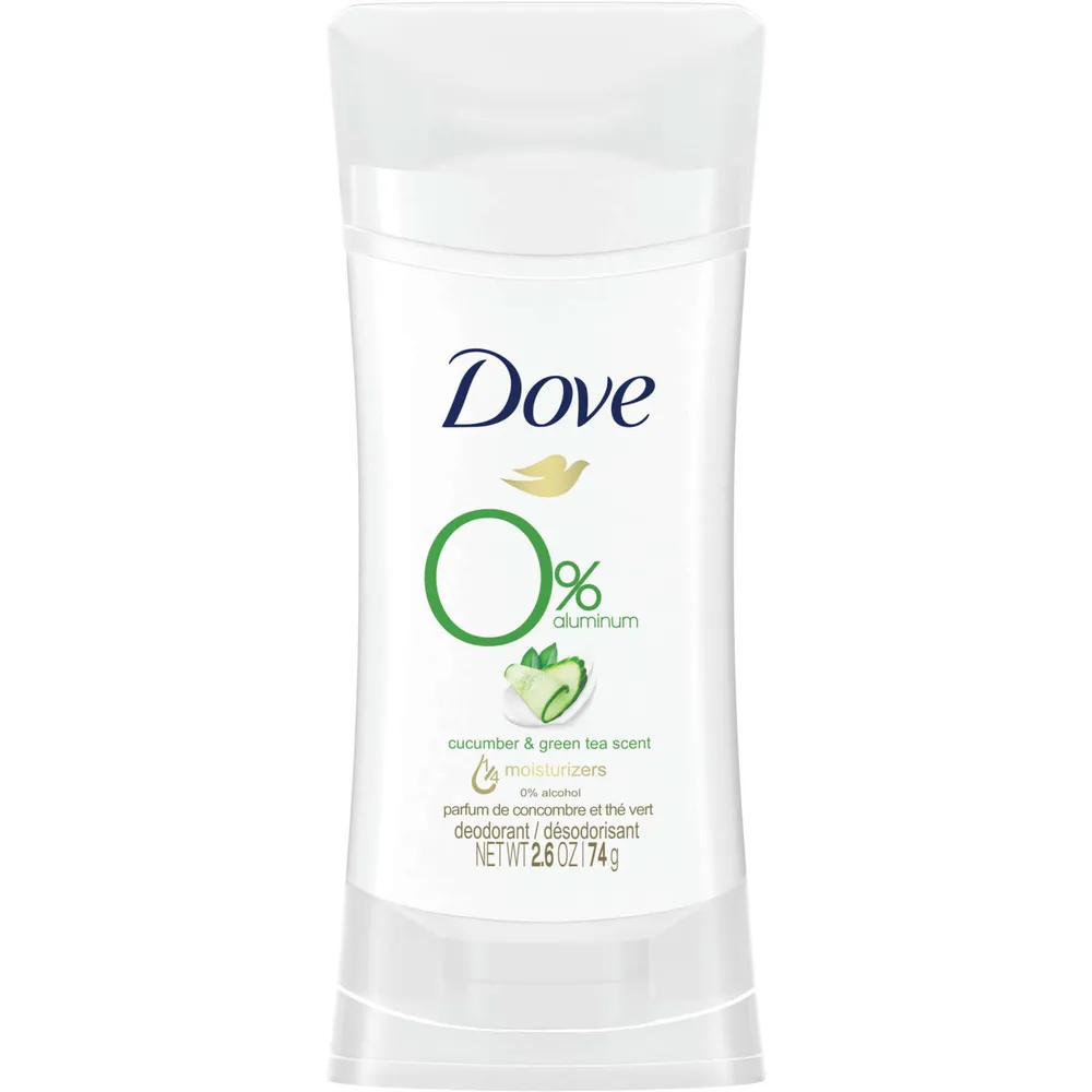 Dove 0% Aluminum Deodorant for smooth underarms Cucumber & Green Tea antibacterial odour protection 74 g