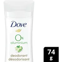 Dove 0% Aluminum Deodorant for smooth underarms Cucumber & Green Tea antibacterial odour protection 74 g