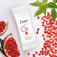 Dove 0% Aluminum Deodorant Stick aluminum free deodorant for smooth underarms Pomegranate and Lemon Verbena 48-hour odour protection 74 g