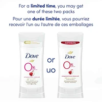 Dove 0% Aluminum Deodorant Stick aluminum free deodorant for smooth underarms Pomegranate and Lemon Verbena 48-hour odour protection 74 g