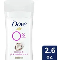 Dove 0% Aluminum Deodorant for smooth underarms Coconut and Pink Jasmine antibacterial odour protection 74 g