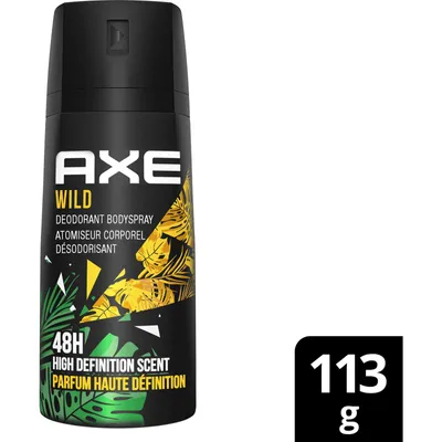 AXE Wild Dual Action Deodorant Body Spray for Long Lasting Odour Protection Jungle Pine & Clove Leaf Jungle Pine & Clove Leaf Men's Deodorant 48 hours Fresh formulated without Aluminum 113 g