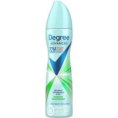 Degree for Women Dry Spray Antiperspirant for 48-hour Hi-Impact odour protection Workout Endure antibacterial odour protection 107 g