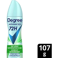 Degree for Women Dry Spray Antiperspirant for 48-hour Hi-Impact odour protection Workout Endure antibacterial odour protection 107 g