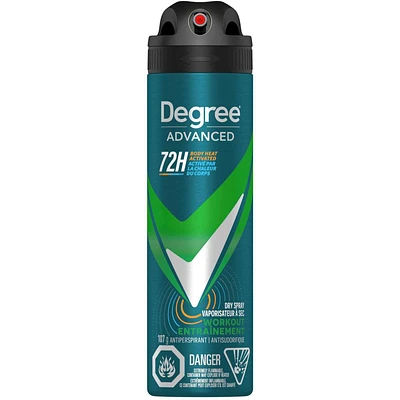 Degree Men Dry Spray Antiperspirant for 48-hour Hi-Impact odour protection Workout Endure antibacterial odour protection 107 g