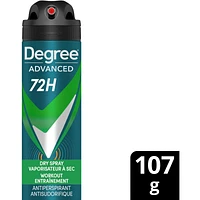 Degree Men Dry Spray Antiperspirant for 48-hour Hi-Impact odour protection Workout Endure antibacterial odour protection 107 g