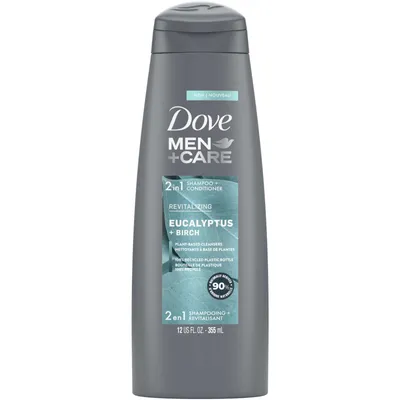 Dove Men+Care  2 in 1 Shampoo & Conditioner for healthy-looking hair Eucalyptus & Birch naturally derived plant-based cleansers 355 ml
