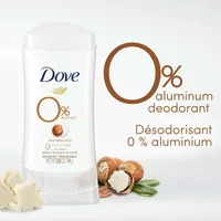 Dove 0% Aluminum Deodorant Stick for 48-hour odour protection Shea Butter aluminum-free deodorant for smooth underarm 74 g