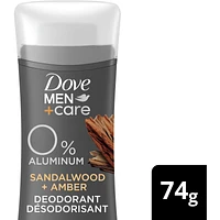 Men+Care 0% Aluminum Déodorant 72h Men's Aluminum-Free Deodorant Sandalwood & Amber Scent with Plant-Based Moisturizer