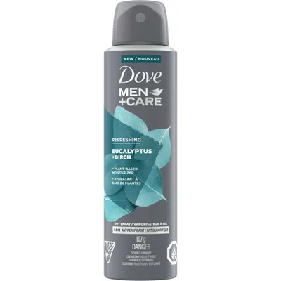 Dove Men+Care  Antiperspirant Dry Spray for 48 Hour Sweat and Odour Protection Eucalyptus + Birch Antiperspirant + Deodorant for Men 107g