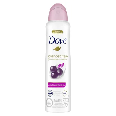Advanced Care Dry Spray Antiperspirant Deodorant for Women Açaí Berry & Lotus Flower Scent Spray Deodorant with Pro-Ceramide Technology for Soft, Resilient Skin