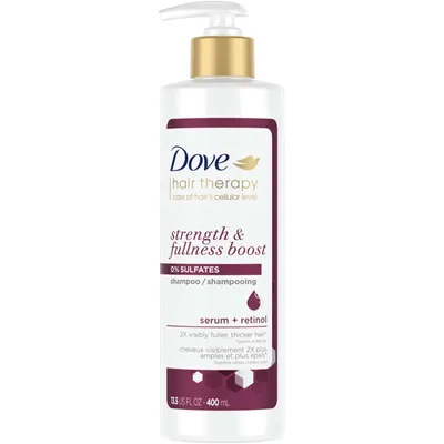 Dove Hair Therapy Shampoo for fine, thin hair Strength & Fullness Boost 0% sulfates shampoo for 2X visibly fuller, thicker hair 400 ml