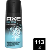 AXE  Deodorant Body Spray Long lasting odour protection with 48 hour light & refreshing scent Cool Ocean men’s deodorant formulated without aluminum 113 g