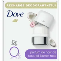 Dove 0% Aluminum Refillable Deodorant Starter Kit for 48 hour odour protection Coconut & Pink Jasmine aluminum-free deodorant for women 32g