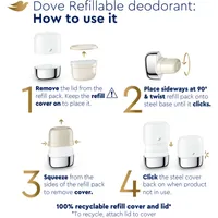 Dove 0% Aluminum Refillable Deodorant Starter Kit for 48 hour odour protection Coconut & Pink Jasmine aluminum-free deodorant for women 32g