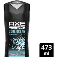 AXE 2 in 1 Shampoo & Conditioner for clean and smooth men's hair Cool Ocean made with menthol 473 ml