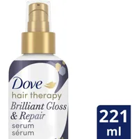 Dove Hair Therapy Leave-In Hair Serum for brilliant shine & healthy smoothness Brilliant Gloss & Repair hair care for damaged and colour-treated hair 162 ml