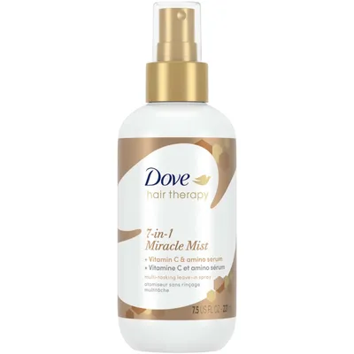 Dove Hair Therapy 7-in-1 Miracle Mist Leave-In Multitasking Hair Spray for visibly damaged hair + Vitamin C & Amino Serum to strengthen and nourish hair 221 ml