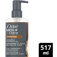 Men+Care Hydration 2-in-1 Shampoo + Conditioner with plant-based cleansers & moisturizers Ginger & Coconut Oil for strong, healthy-looking hair