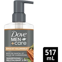 Men+Care Thick & Full 2-in-1 Shampoo + Conditioner with plant-based cleansers & moisturizers Sandalwood & Cardamom Oil shampoo and conditioner for strong, healthy-looking hair