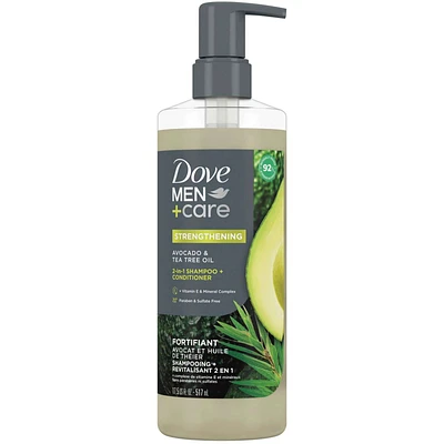 Men+Care Strengthening 2-in-1 Shampoo + Conditioner with plant based cleansers & moisturizers Avocado & Tea Tree Oil for strong, healthy-looking hair
