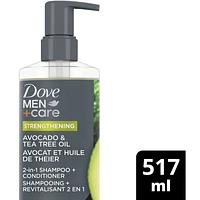 Men+Care Strengthening 2-in-1 Shampoo + Conditioner with plant based cleansers & moisturizers Avocado & Tea Tree Oil for strong, healthy-looking hair