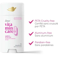 Vitamin Care+ Aluminum-Free Deodorant Raspberry & Rose Scent 72h Breathable Odour Protection with Vitamin B3+E