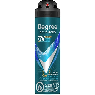 Degree Men Dry Spray Antiperspirant Cool Rush antibacterial odour protection 107 GR