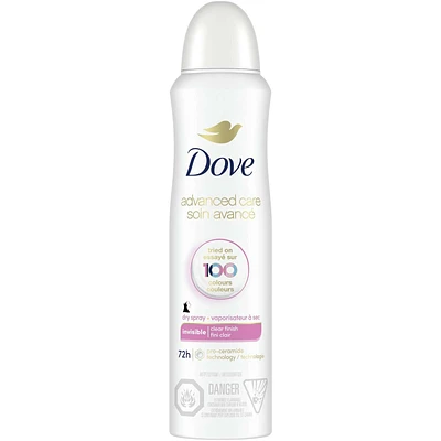 Advanced Care Dry Spray Antiperspirant Deodorant for Women Clear Finish Scent with Pro-Ceramide Technology for Soft, Resilient Skin