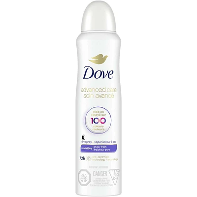 Advanced Care Invisible Dry Spray Antiperspirant Deodorant for Women Sheer Fresh Scent with Pro-Ceramide Technology for Soft, Resilient Skin