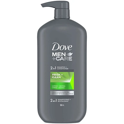 Dove Men+Care 2 in 1 Shampoo and Conditioner for daily use Fresh and Clean deeply cleans and invigorates hair with a refreshing effect 950 ml