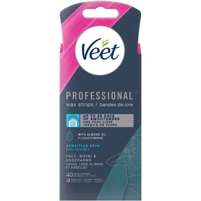 VEET® Professional™ Wax Strips Sensitive Skin - Face, Bikini & Underarm 40 ct (Packaging may vary)