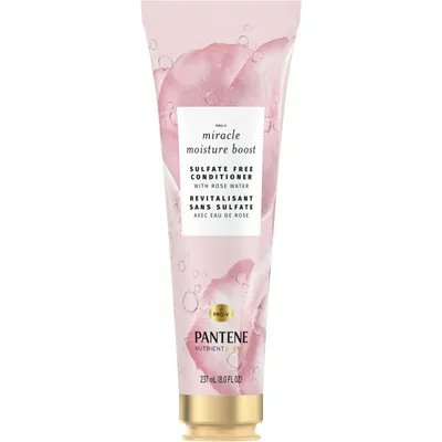 Pantene Nutrient Blends Miracle Moisture Boost Rose Water Conditioner for Dry Hair, Sulfate Free, 237 mL