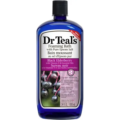 Dr Teal's Foaming Bath with Pure Epsom Salt Black Elderberry with Vitamin D & Essential Oils