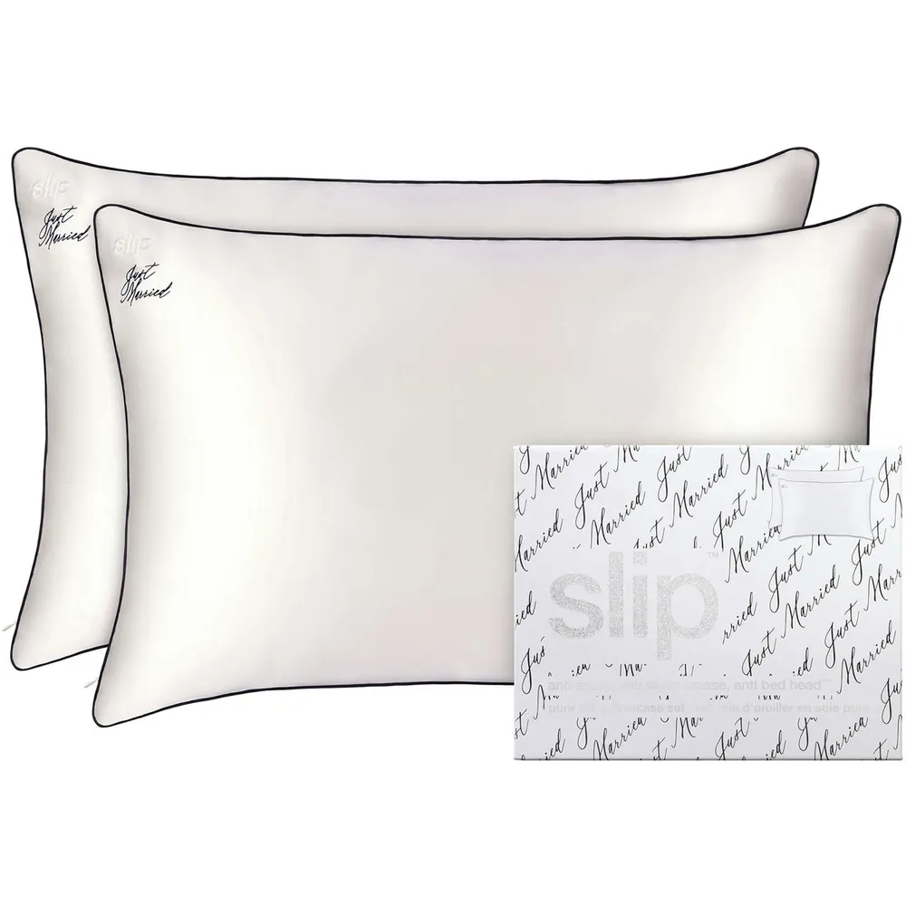 slip pure silk queen pillowcase duo - just married