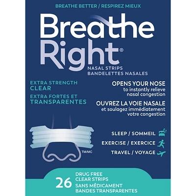 Nasal Strips Extra Clear 26 Clear Strips