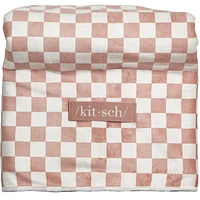 Extra Large Quick-Dry Hair Towel Wrap - Terracotta Checker