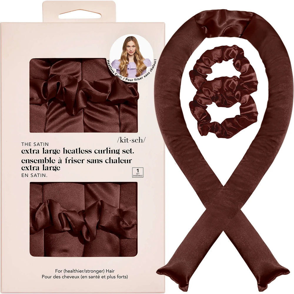 XL Satin Heatless Curling Set - Chocolate