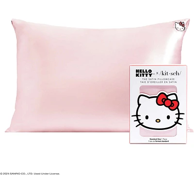 Hello Kitty x Kitsch Satin Pillowcase Standard - Solid Pink Kitty Face