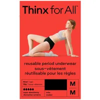 Thinx for All Women's Super Absorbency Cotton Brief Period Underwear, Size Medium, Black